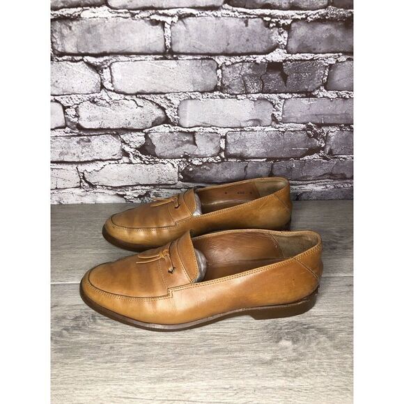 Gianni Versace Brown Leather Slip On Tassel Bow Dress Loafers Shoes Men Sz 9B US